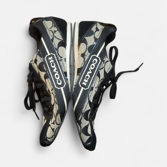 Coach Hillary Black and Cream Women's Lace Up Sneakers Size 6 - Picture 7 of 9